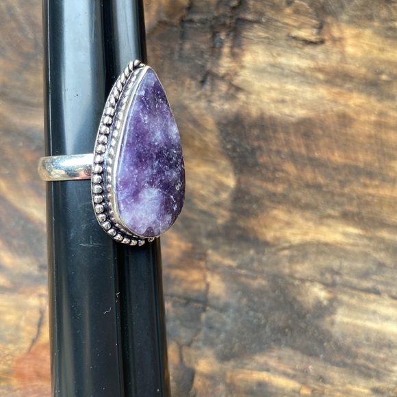 Lepidolite and 925 sterling dipped ring size 10 NEW - Picture 6 of 12